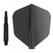 Pack Shaft 8 Flights Fixed 19.0mm+ Flights Shape Black Set 3+3 Unid. - 2