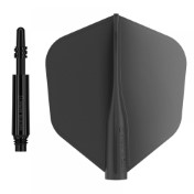 Pack Shaft 8 Flights Spin 19.0mm+ Flights Shape Black Set 3+3 Unid - 2