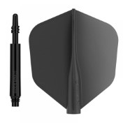 Pack Shaft 8 Flights Spin 26.0mm+ Flights Shape Black Set 3+3 Unid - 3