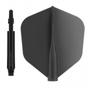 Pack Shaft 8 Flights Spin 26.0mm+ Flights Shape Black Set 3+3 Unid - 1