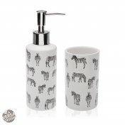 Set Dispensador Baño Ceramica Modelo Zebra - 1