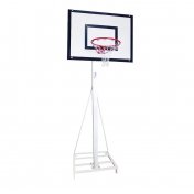 Juego canastas minibasket deluxe monotubo tubo 100 trasladable 2 ruedas con carro -sin tablero,aro - 1