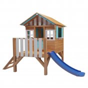 Casita infantil elevada de madera Masgames Lollipop azul con tobogán - 2