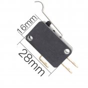 Micro interruptor 28mm x 16mm con varilla curvada 27mm - 3