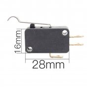 Micro interruptor 28mm x 16mm con varilla curvada 27mm - 1