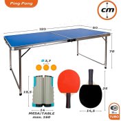 Mesa de Ping Pong Plegable 120x60x70 Con Raquetas y Pelotas - 4