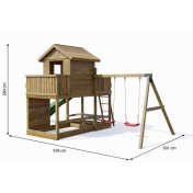Casa de juegos de madera Fungoo Mars con tobogán, columpio, mesa de picnic y columpio - 3