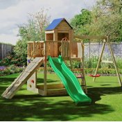 Fungoo Treehouse Casita infantil y columpio 3 juegos de jardín de madera - 4