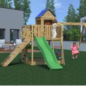 Fungoo Treehouse Casita infantil y columpio 3 juegos de jardín de madera - 5