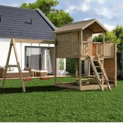 Caseta de jardín infantil de madera Fungoo Galaxy Moonlight con dos columpios y columpio - 3