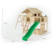 Casita de juegos de madera Fungoo Sunshine con tobogán y dos columpios XX-1 - 2