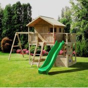 Casita de juegos de madera Fungoo Sunshine con tobogán y dos columpios XX-1 - 4