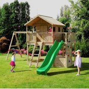 Casita de juegos de madera Fungoo Sunshine con tobogán y dos columpios XX-1 - 5