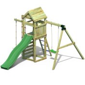 Parque infantil de jardín de madera tobogán columpio pared cuerda - 1
