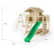 Casita de juegos de madera Fungoo Moonlight con tobogán y dos columpios - 3