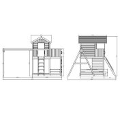 Casita de juegos de madera Fungoo Moonlight con tobogán y dos columpios - 4
