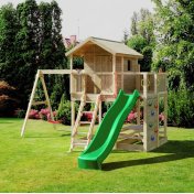Casita de juegos de madera Fungoo Moonlight con tobogán y dos columpios - 5
