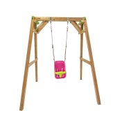 Columpio de madera cuadrada Masgames Xylo XL individual con Asiento de Bebé - 5