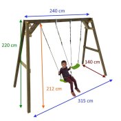Columpio de madera cuadrada Masgames Xylo doble con Asiento de Bebé - 4