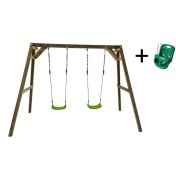 Columpio de madera cuadrada Masgames Xylo doble con Asiento de Bebé - 1