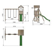 Parque infantil Masgames Carlit L con techo de lona, columpio doble y pared de escalada - 2