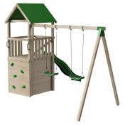 Parque infantil Masgames Tibidabo L con techo de lona, rampa de escalada y columpio doble - 1