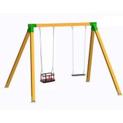 Columpio doble de madera Vega asientos mixtos Masgames Horeca - 2