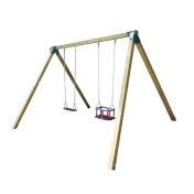 Columpio doble de madera Vega asientos mixtos Masgames Horeca - 1