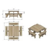 Mesa de picnic cuadrada Baltic Masgames Horeca - 3