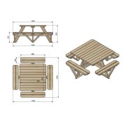 Mesa de picnic cuadrada infantil Persic Masgames Horeca - 4