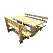 Mesa de madera exterior Masgames Calella con bancos con respaldo Vic - 2