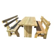 Mesa de madera exterior Masgames Calella con bancos con respaldo Vic - 3