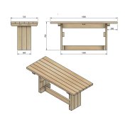 Mesa de madera exterior Masgames Calella con bancos con respaldo Vic - 5