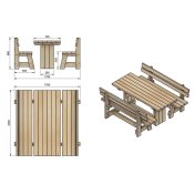Mesa de madera exterior Masgames Calella con bancos con respaldo Vic - 6