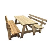 Mesa de madera Masgames Zurich con bancos con respaldo Vic - 2