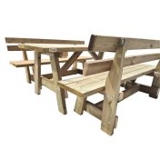 Mesa de madera Masgames Zurich con bancos con respaldo Vic - 4