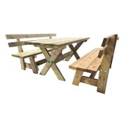 Mesa de madera Masgames Xerta con bancos con respaldo Vic - 3