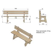 Mesa de madera Masgames Xerta con bancos con respaldo Vic - 4