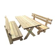 Mesa de madera Masgames Xerta con bancos con respaldo Vic - 1