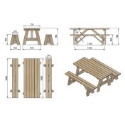 Mesa de picnic de madera para exterior Masgames Zurich - 4