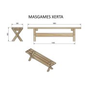 Mesa de madera con bancos independientes Masgames Xerta (con opción de color) - 5