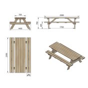 Mesa de picnic Masgames Munich 240 con madera para exterior - 4