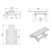 Mesa de picnic adaptada Masgames Lyon con madera para exterior - 4