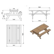 Mesa de picnic Masgames Munich 180 con madera para exterior (con opción de color) - 5