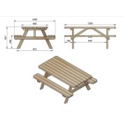 Mesa de picnic infantil Masgames Bram con madera para exterior (con opción de color) - 4