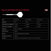 Dardos Bulls Darts Lightning Red P.Metal 80% 23g - 8