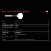 Dardos Bulls Darts Max Hopp E5 P.Plastico 90% 20g   - 3