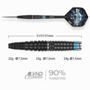 Dardos One80 Griptron GT1 Steeltip 22g 90%  - 2