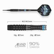 Dardos One80 Griptron GT2 Softip 20g 90%  - 2