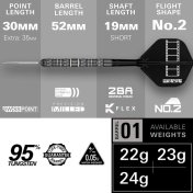 Dardos Target Chris Dobey 95K 95% Swiss Point 22gr  - 3